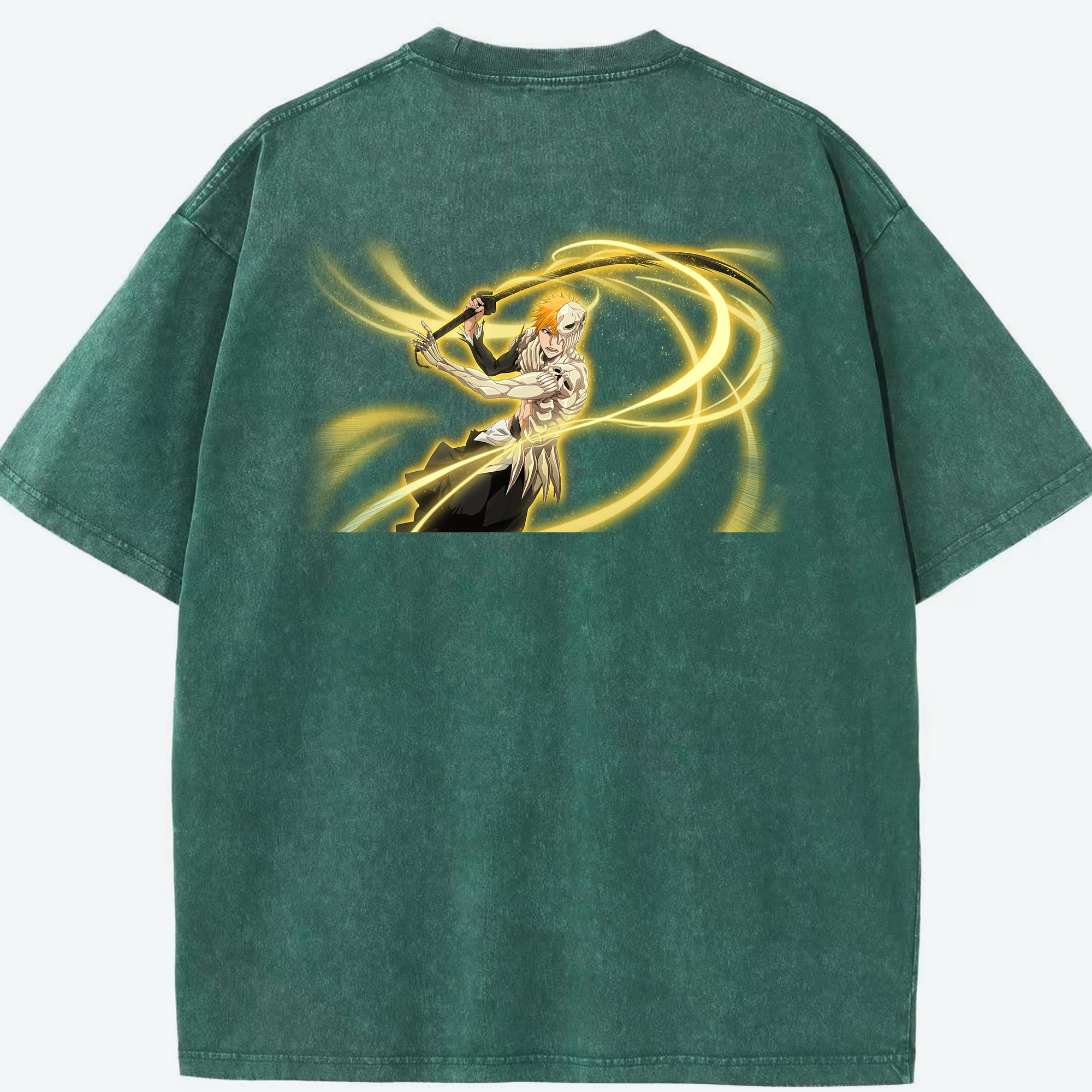 （画像用） ブリーチ 黒崎一護（くろさき いちご）BLEACH Kurosaki Ichigo 綿100% ヴィンテージ風 半袖Tシャツ（背面プリント）